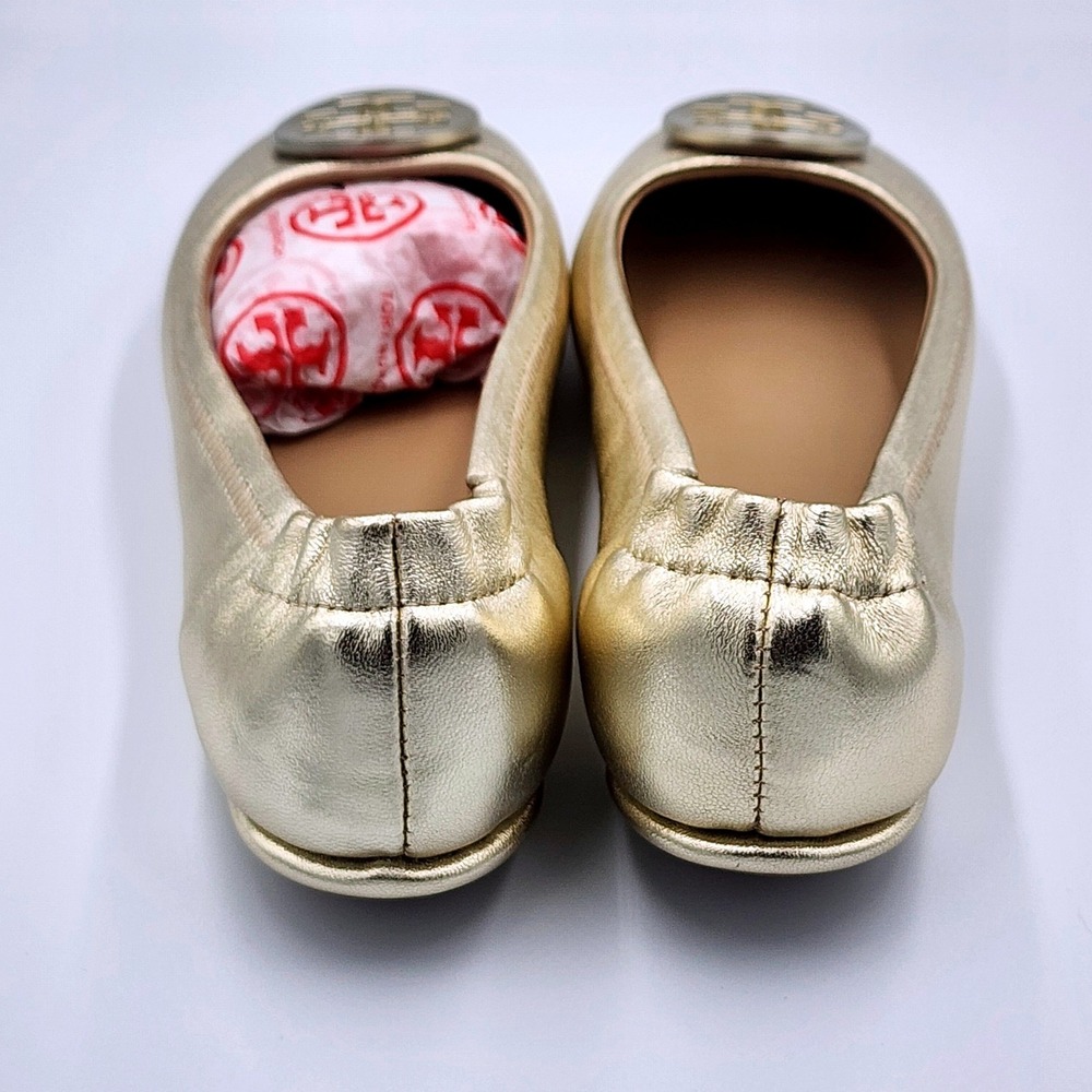 Tory Burch Metallic Gold Reva Ballet Flats - Picture 7 of 14